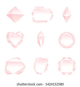 Set of pink crystals. Vector illustration. Icons.