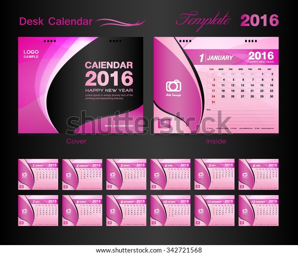 Set Pink Desk Calendar Vector Design Stock Vector Royalty Free