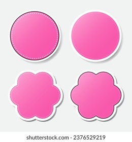 Set of pink empty circle sticker, vector illustration EPS10