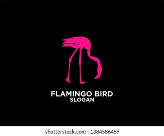 set pink flamingo with black background logo icon designs vector illustration sign silhouette