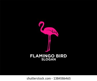 set pink flamingo with black background logo icon designs vector illustration sign silhouette
