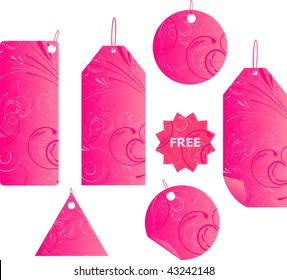 Set of pink floral swirl shopping labels