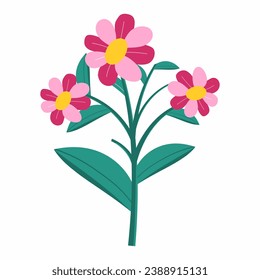 set of pink Flower flat illustration. illustration of a flower. beautiful flower illustration. Pink Flower flat illustration.