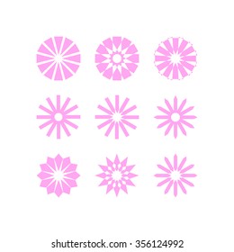 set of pink flower on white background, vector illustration