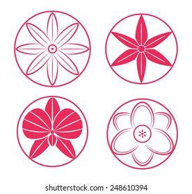 set of pink flowers