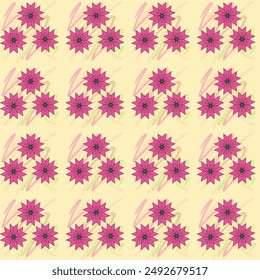Set von rosa Blumen auf einem Muster Hintergrund