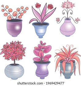 set of pink flowers in vase