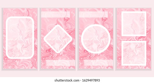Set of pink fluid templates for social network stories
