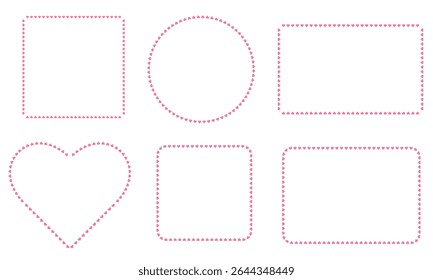 Set of pink frames of cute hearts