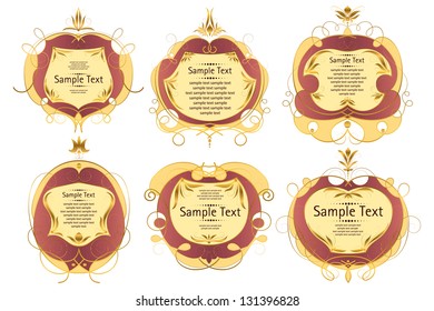 set of pink frames with gold floral ornament
