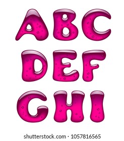 Set of pink gel and caramel alphabet capital letters isolated on white. Vector illustration