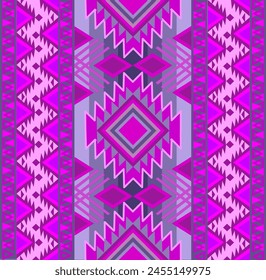 Set of pink geometric ethnic oriental traditional seamless pattern design for background, carpet, wallpaper, clothing, wrap, batik, fabric, embroidery style vector illustration.