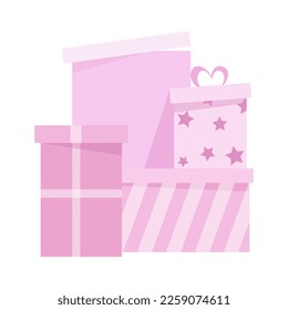 Set of pink gift boxes