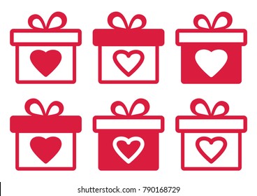 Set of pink gift boxes for Valentine's Day. Vector illustration