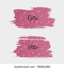 Set of pink glitter brushes on white background, shiny, luxury effect for your design. Vector eps 10