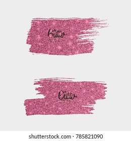 Set of pink glitter brushes on white background, shiny, luxury effect for your design. Vector eps 10