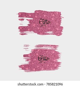 Set of pink glitter brushes on white background, shiny, luxury effect for your design. Vector eps 10