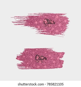 Set of pink glitter brushes on white background, shiny, luxury effect for your design. Vector eps 10