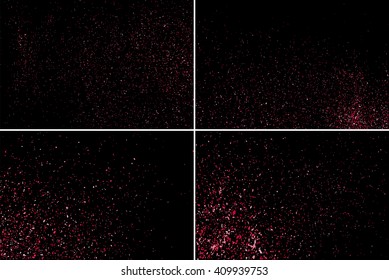 Set pink glitter texture on a black background. Pink explosion of confetti. Vector illustration,eps 10.