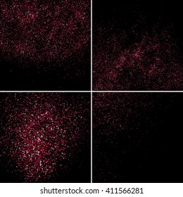 Set pink glitter texture on a black background. Pink explosion of confetti. Vector illustration,eps 10.