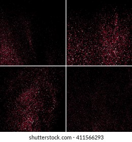 Set pink glitter texture on a black background. Pink explosion of confetti. Vector illustration,eps 10.