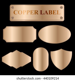 Set of Pink Gold Copper Metallic Label for Design Your Text or Logo Sign Background