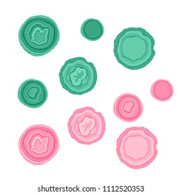 Set pink and green stone Vector illustration isolated on white background
