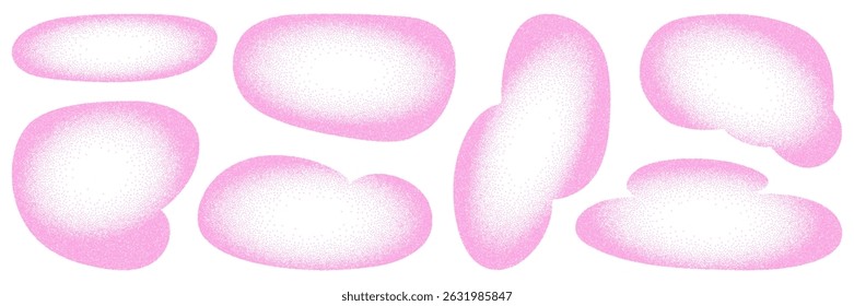 Set of pink halftone irregular box. Empty abstract jagged shapes collection. Vector speech bubble elements. Organic forms space for text