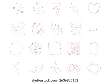 set with pink hand drawn festive decorative glitter.