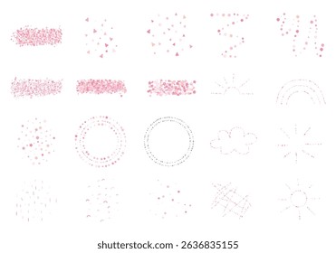 set with pink hand drawn festive decorative glitter.