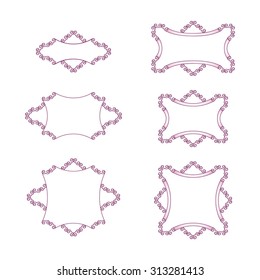 set of pink hand drawn vignettes on the white background