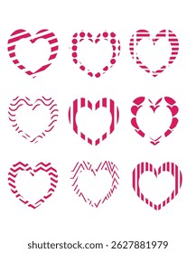  Set of Pink Heart Logo Design Vector, Heart Pink Love Logo Variations. Various simple vector heart love icon.