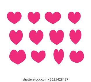 Set of pink heart logo, Heart love symbols isolated editable vector, Pink heart logo set, a pink heart logo collection