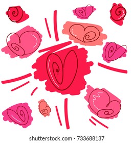 Set of pink hearts icons. Vector illustration