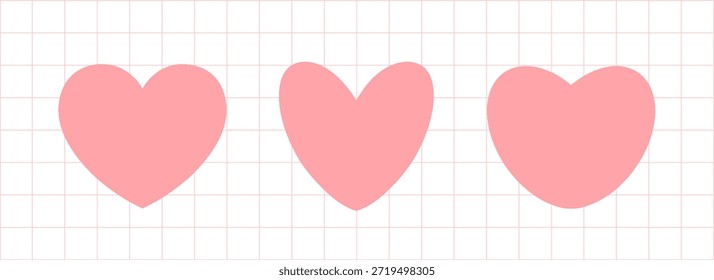 Un conjunto de corazones de color rosa sobre un fondo claro. Corazones de San Valentín, para tus diseños. Vector 10.