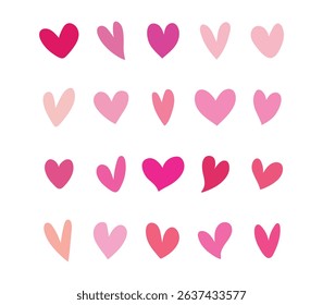 Set of Pink hearts on white, New Best Pink hearts collection, valentines day hearts vectors