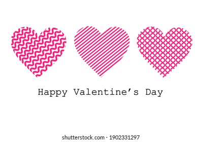 set pink hearts valentines day celebration love banner flyer or greeting card horizontal seamless pattern vector illustration