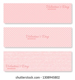 Set of the pink horizontal banners for Valentines, Wedding, Mother Day Celebration. Vector illustration EPS10