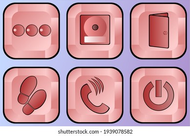 A set of pink icons, buttons