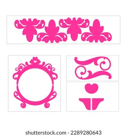 Set of pink labels dicut, Vintage style.