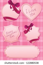 set of pink labels, happy valentine's day
