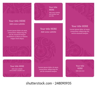 Set of pink leaflet and business card templates.
