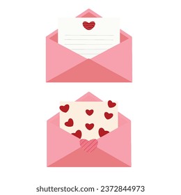 Conjunto de letras rosas, sobre con mensaje de amor