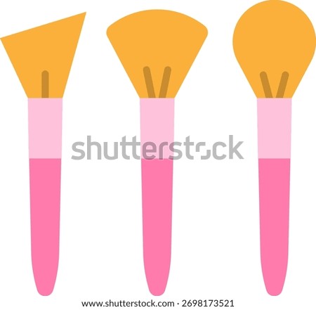 Set of Pink Makeup Brushes for Beauty and Cosmetics