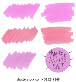 Set of pink marker stains