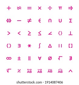 set of pink mathematical symbols