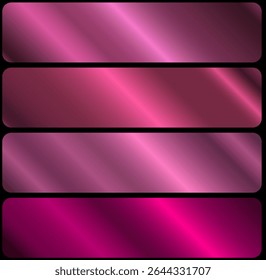A set of pink metallic shiny gradients.Texture of a smooth metallic surface. Vector illustration..