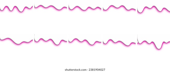 Set Of Pink Neon Corner Elements. Realistic Neon Corner Element. Pink Light Melting Corner