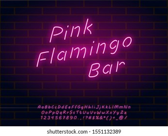 set of pink neon font