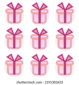 Juego de cajas de regalo de neón rosa con arco muy peri. Hermoso patrón creativo de cajas de regalo de color sobre fondo blanco. Concepto de cumpleaños. Patrón de regalo de Navidad.